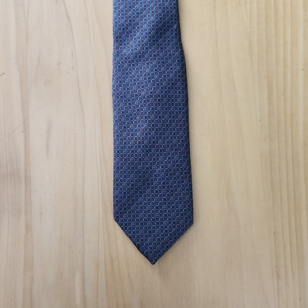 Oscar de la Renta Blue and Burgundy Geometric Tie